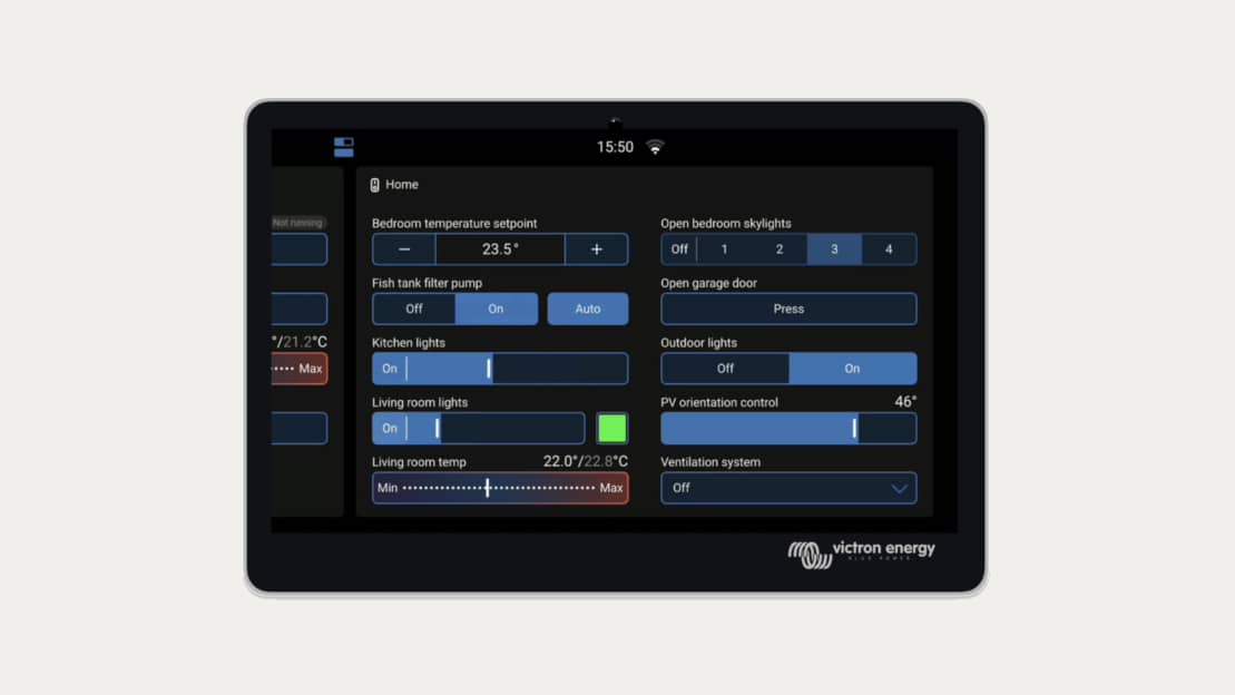 Panel de interruptores GX de Venus OS v3.70