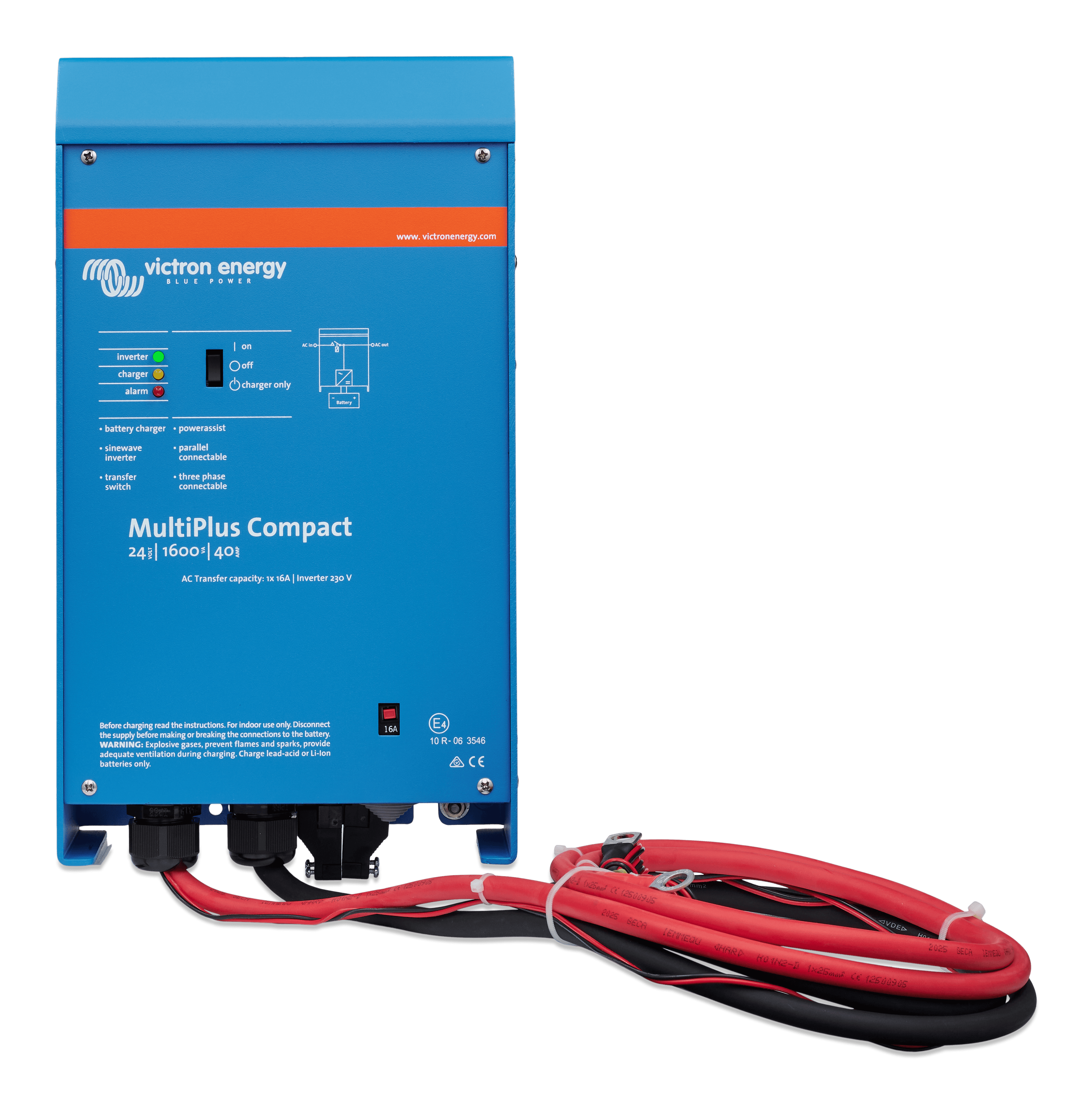 MultiPlus Compact 24V 1600VA 230Vac (Front w cables) thumbnail