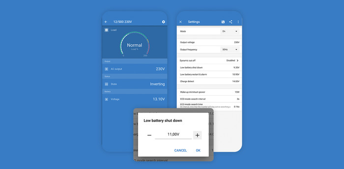 Interfaz del usuario de VictronConnect